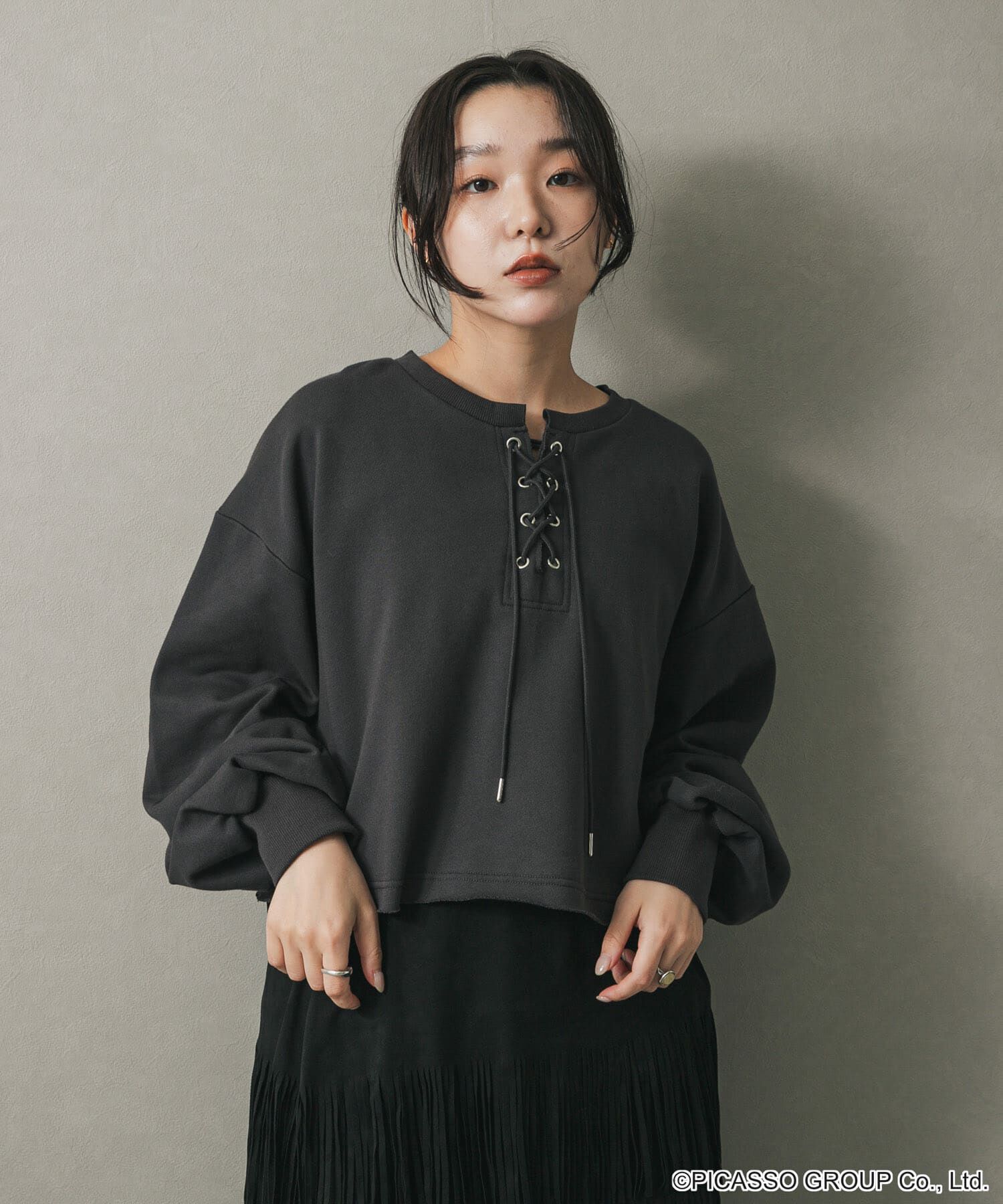 SENSE OF PLACE by URBAN RESEARCH「PICASSOレースアップクロップドトップ」|Tシャツ・カットソー|