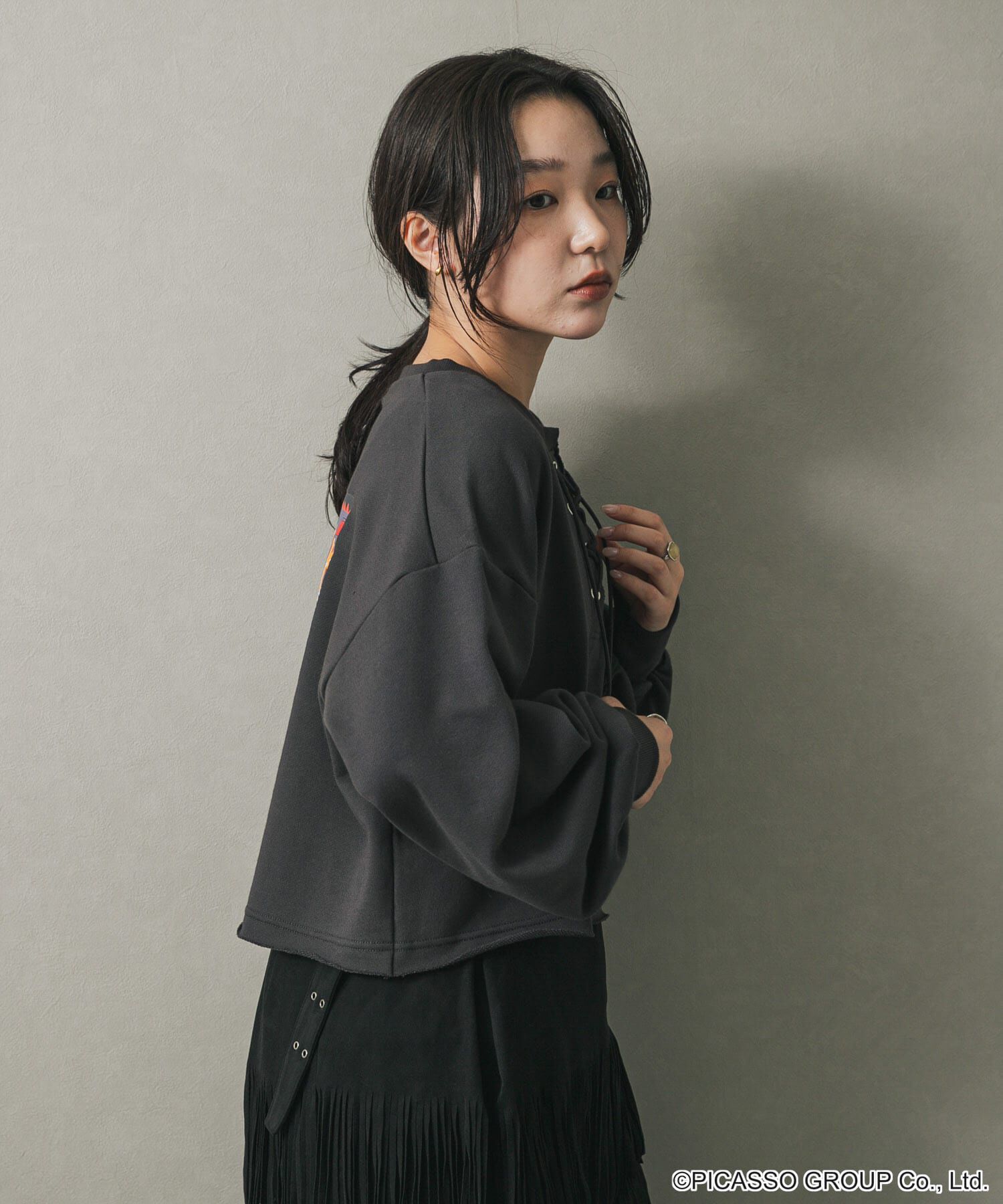 SENSE OF PLACE by URBAN RESEARCH「PICASSOレースアップクロップドトップ」|Tシャツ・カットソー|