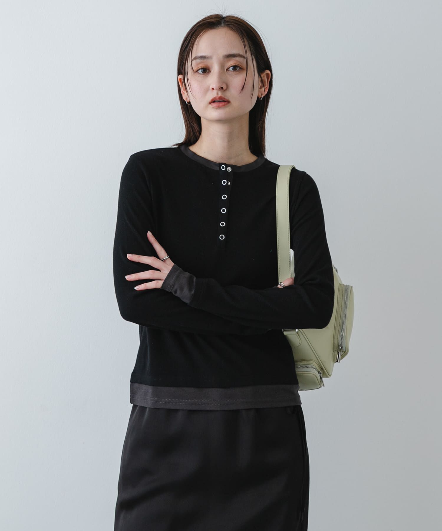 SENSE OF PLACE by URBAN RESEARCH「『洗濯可』ヘンリーネックレイヤードトップ」|Tシャツ・カットソー|