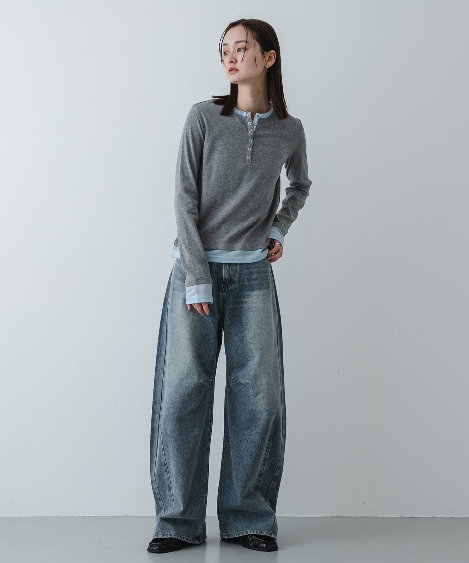 SENSE OF PLACE by URBAN RESEARCH「『洗濯可』ヘンリーネックレイヤードトップ」|Tシャツ・カットソー|