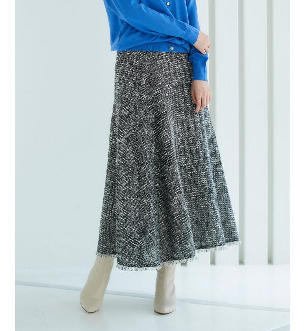 le.coeur blanc「ツイードフリンジフレアスカート」|フレア|