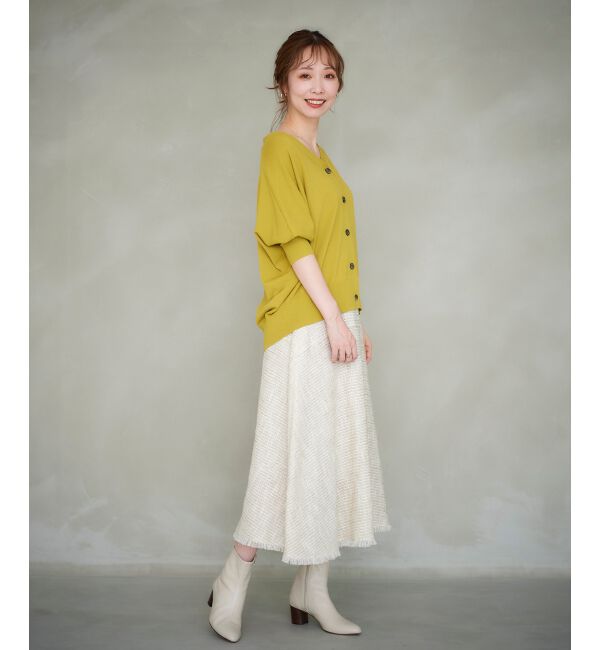 le.coeur blanc「ツイードフリンジフレアスカート」|フレア|