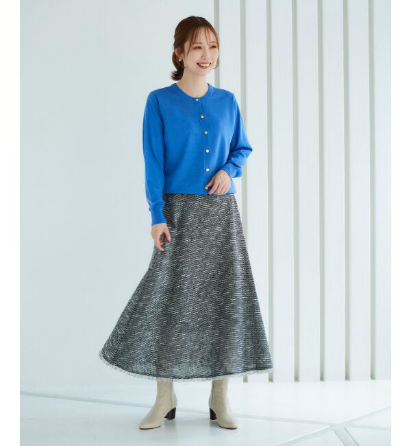 le.coeur blanc「ツイードフリンジフレアスカート」|フレア|