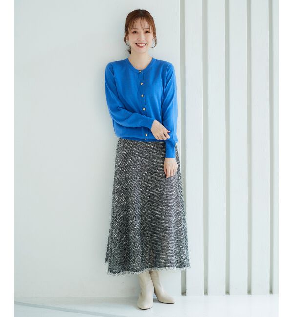 le.coeur blanc「ツイードフリンジフレアスカート」|フレア|