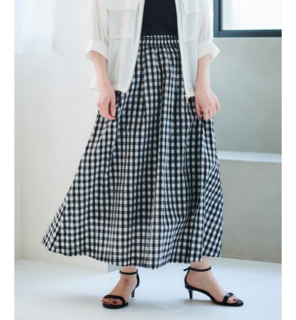 le.coeur blanc「ギンガムチェックギャザースカート」|スカート|