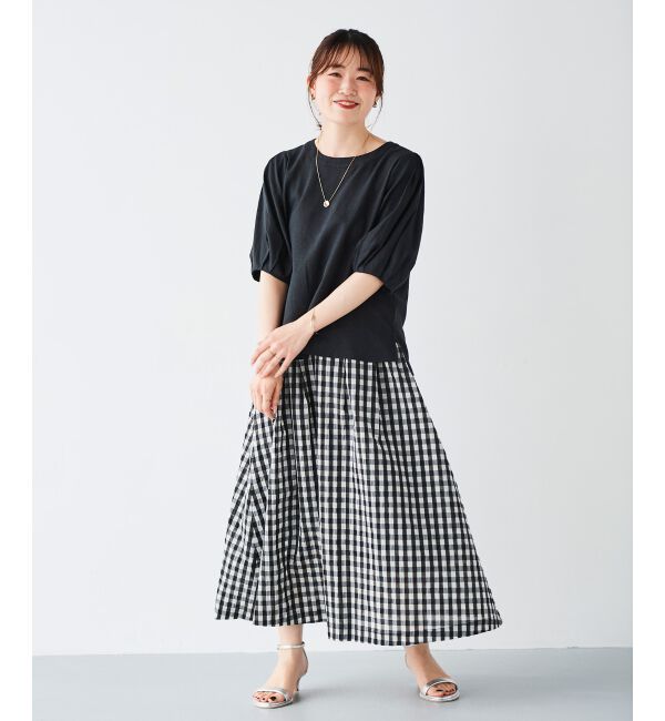 le.coeur blanc「ギンガムチェックギャザースカート」|スカート|