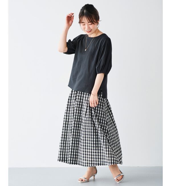 le.coeur blanc「ギンガムチェックギャザースカート」|スカート|