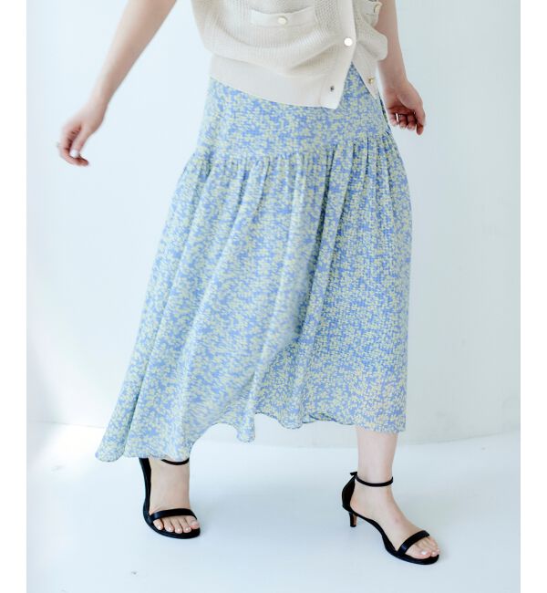 le.coeur blanc「リーフプリントキリカエギャザースカート」|フレア|