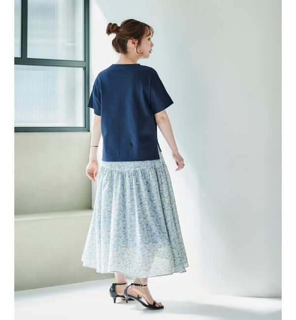 le.coeur blanc「リーフプリントキリカエギャザースカート」|フレア|