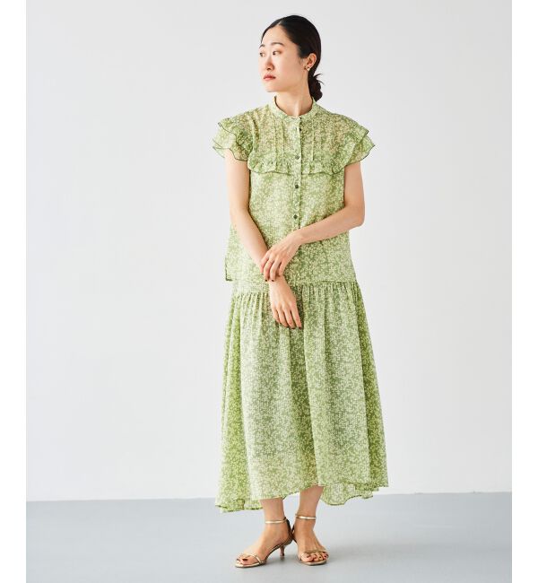 le.coeur blanc「リーフプリントキリカエギャザースカート」|フレア|