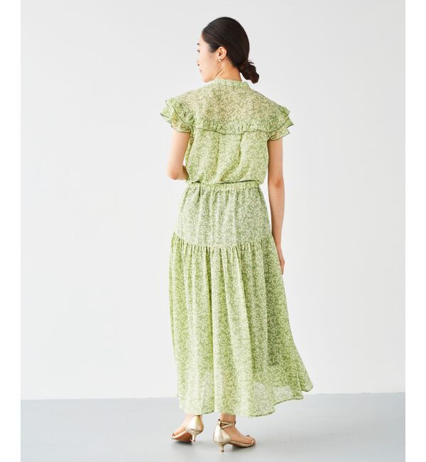 le.coeur blanc「リーフプリントキリカエギャザースカート」|フレア|