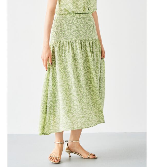 le.coeur blanc「リーフプリントキリカエギャザースカート」|フレア|