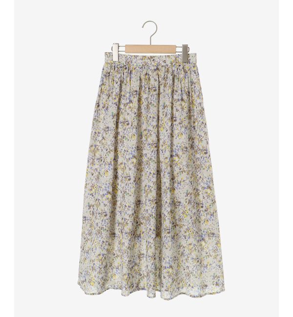  「《手洗い可能》フラワープリントギャザーフレアスカート」|フレア|