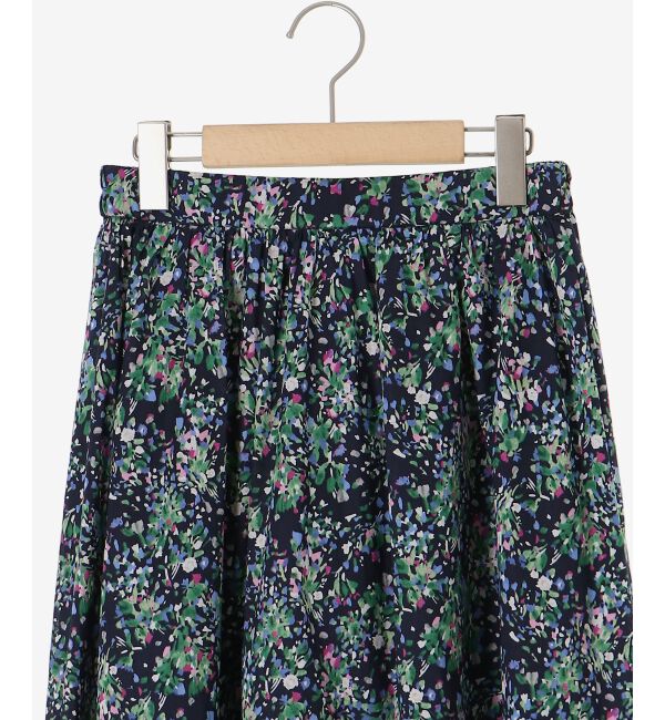  「《手洗い可能》フラワープリントギャザーフレアスカート」|フレア|