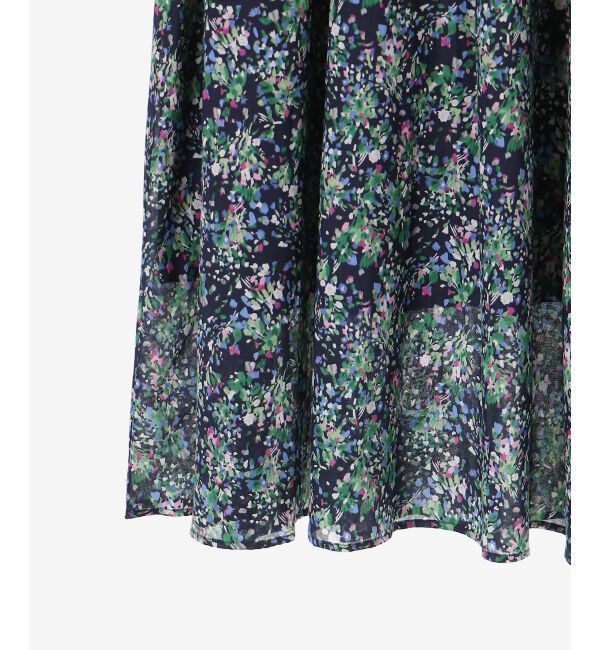  「《手洗い可能》フラワープリントギャザーフレアスカート」|フレア|