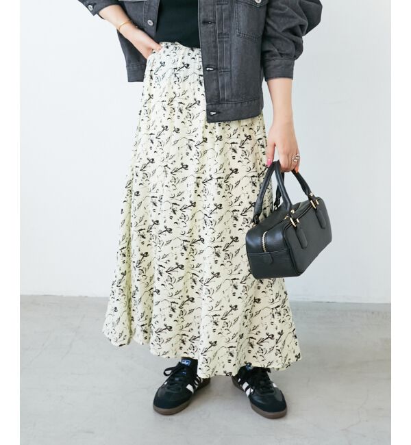  「フラワーモチーフフレアスカート」|フレア|ｱｲﾎﾞﾘｰ柄