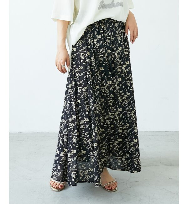  「フラワーモチーフフレアスカート」|フレア|