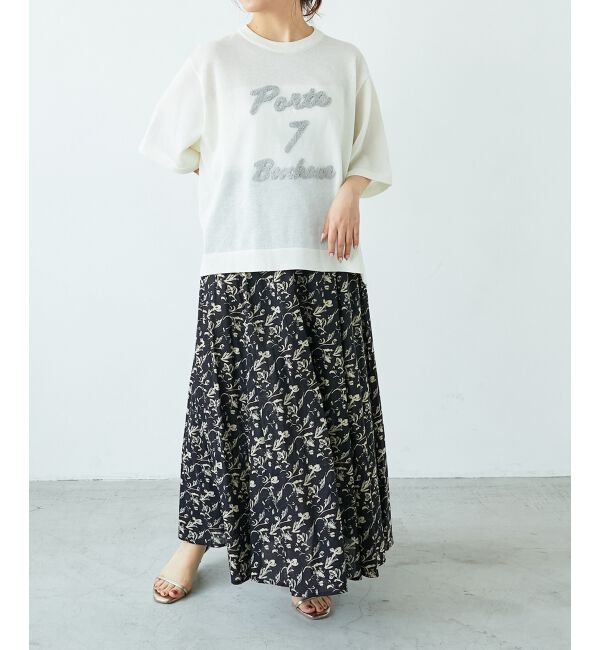  「フラワーモチーフフレアスカート」|フレア|