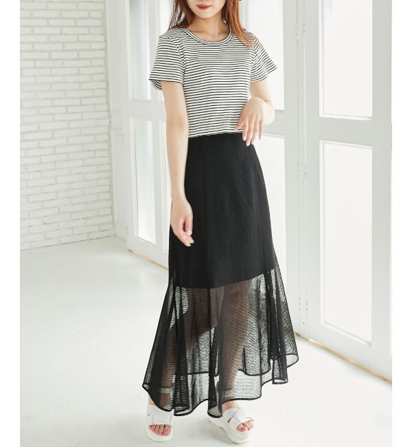 MAJESTICLEGON「メッシュフレアースカート」|フレア|