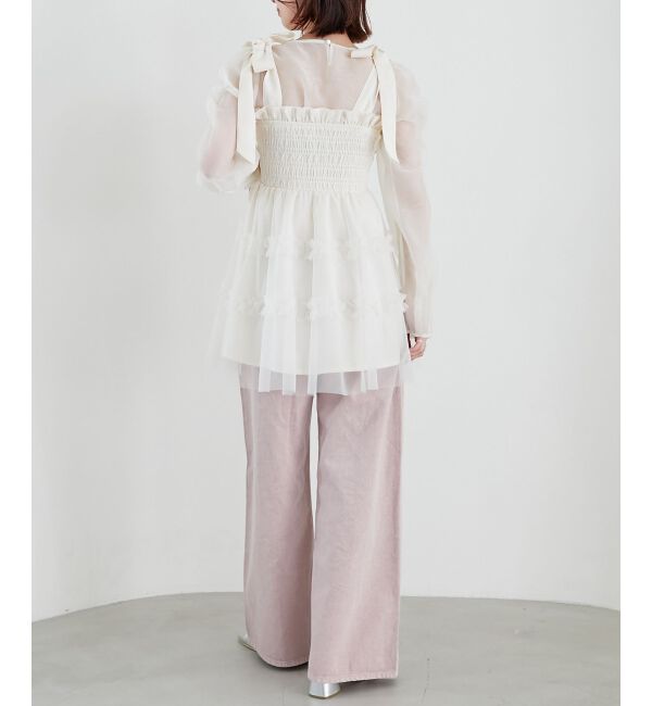  「リボンビジューデニムパンツ」|デニム|