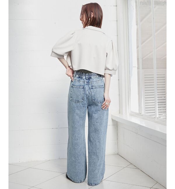  「リボンビジューデニムパンツ」|デニム|