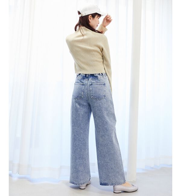  「リボンビジューデニムパンツ」|デニム|