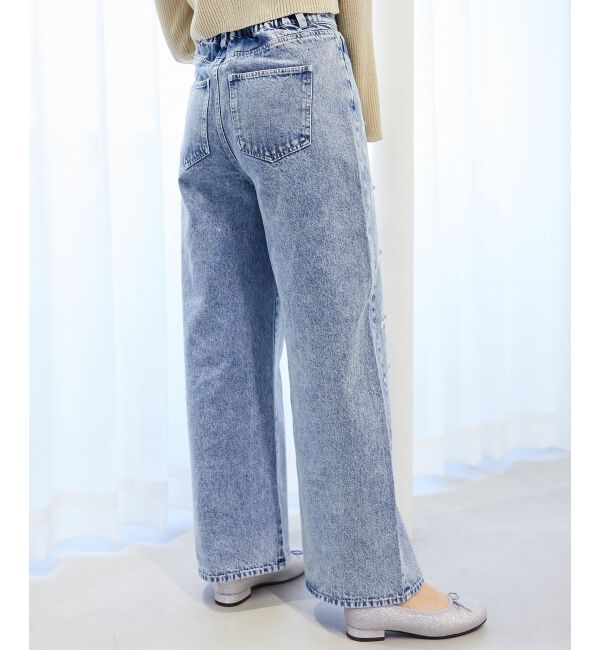  「リボンビジューデニムパンツ」|デニム|