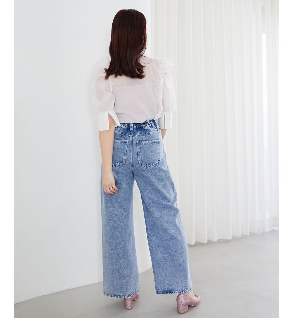  「リボンビジューデニムパンツ」|デニム|