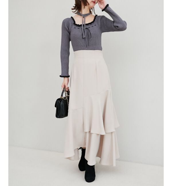 MAJESTICLEGON「ランダムティアードスカート」|スカート|ベージュ