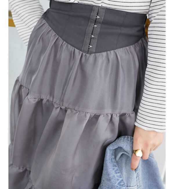 MAJESTICLEGON「コルセットディティールティアードスカート」|スカート|