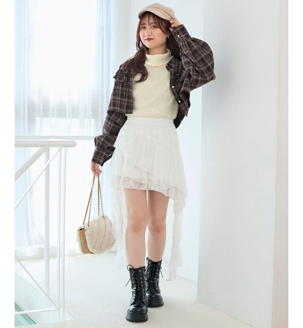  「アシメレースミニスカパン」|スカート|