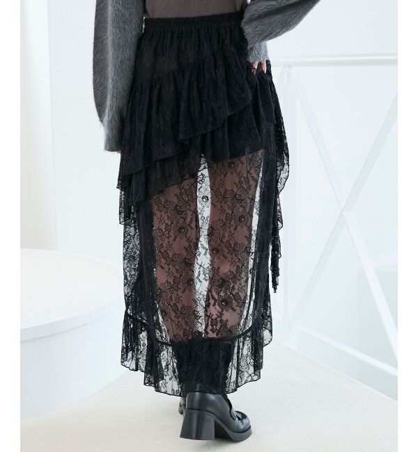  「アシメレースミニスカパン」|スカート|