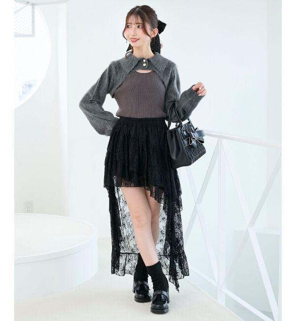  「アシメレースミニスカパン」|スカート|