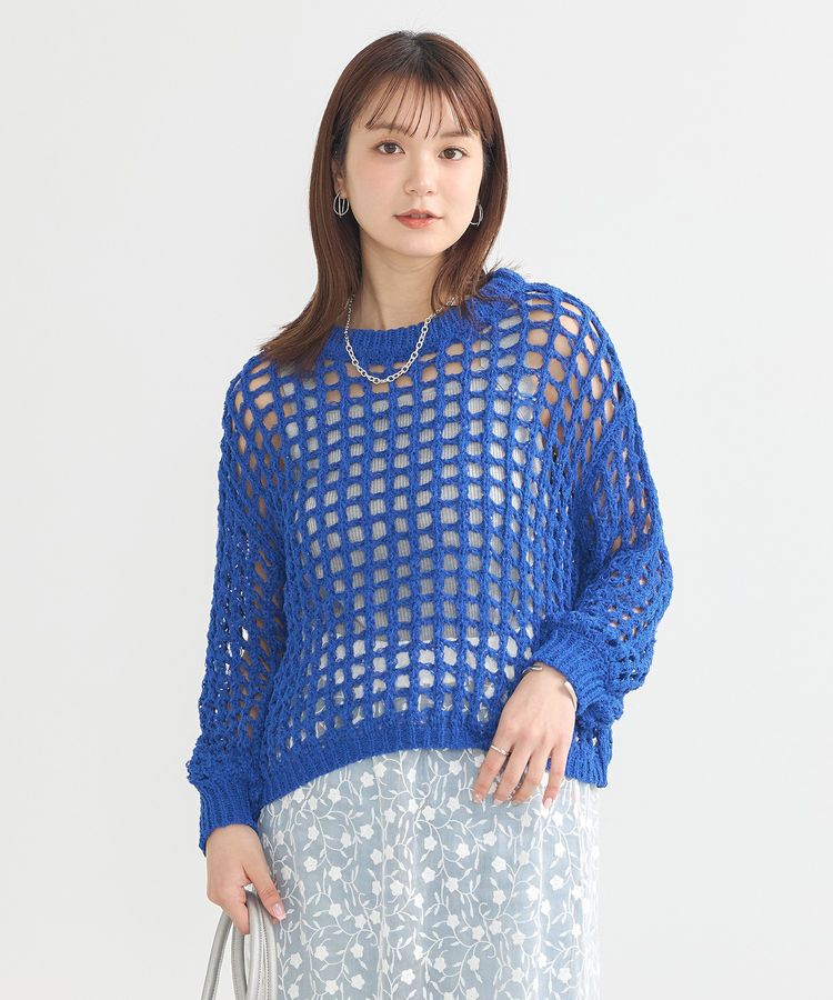 earth music&ecology「チュールヤーンメッシュニットプルオーバー」|ニット・セーター|