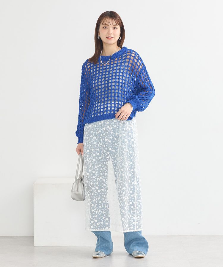 earth music&ecology「チュールヤーンメッシュニットプルオーバー」|ニット・セーター|