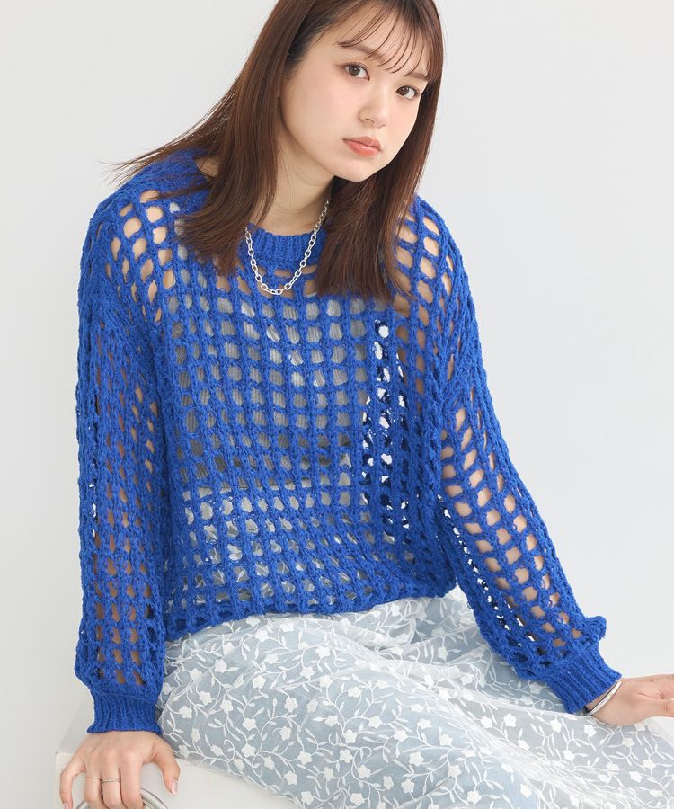 earth music&ecology「チュールヤーンメッシュニットプルオーバー」|ニット・セーター|