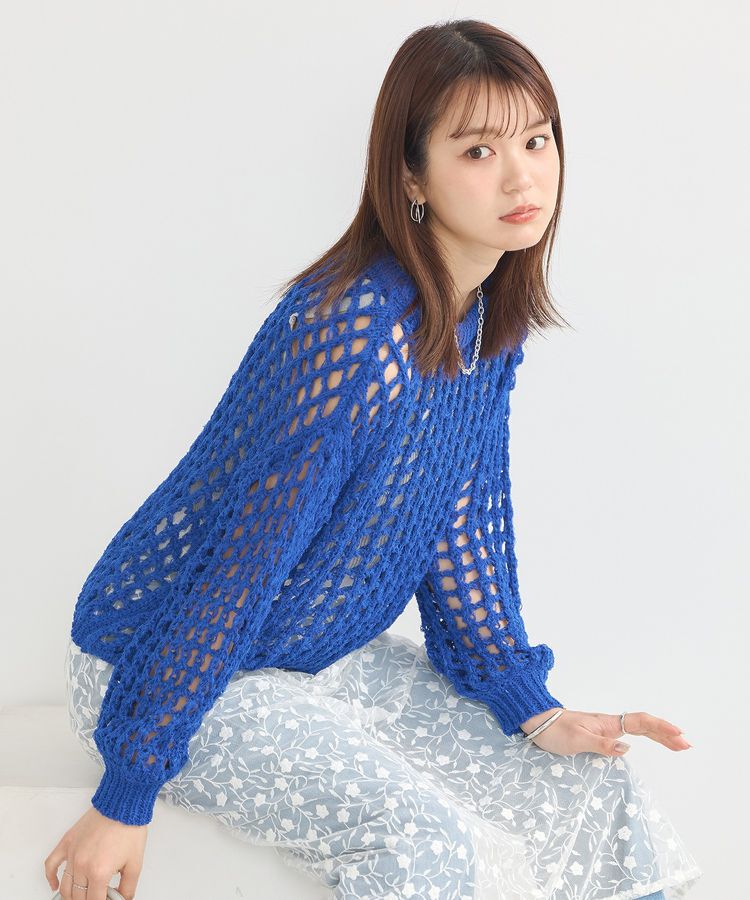 earth music&ecology「チュールヤーンメッシュニットプルオーバー」|ニット・セーター|