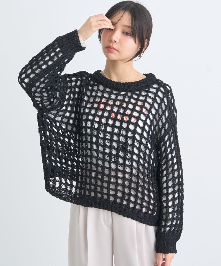 earth music&ecology「チュールヤーンメッシュニットプルオーバー」|ニット・セーター|