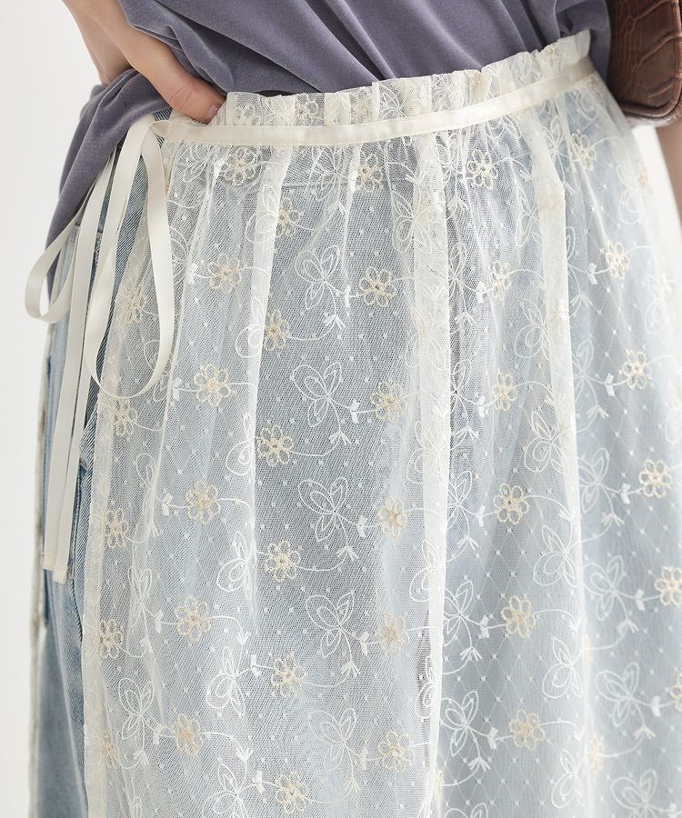 earth music&ecology「フラワー刺繍レイヤードスカート」|スカート|
