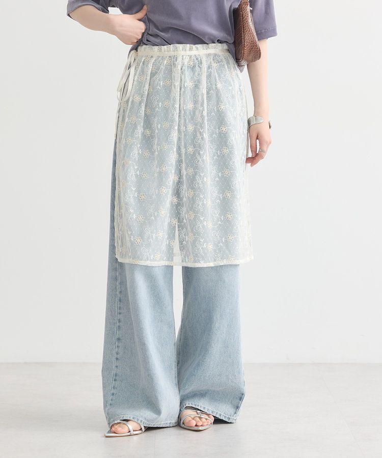 earth music&ecology「フラワー刺繍レイヤードスカート」|スカート|