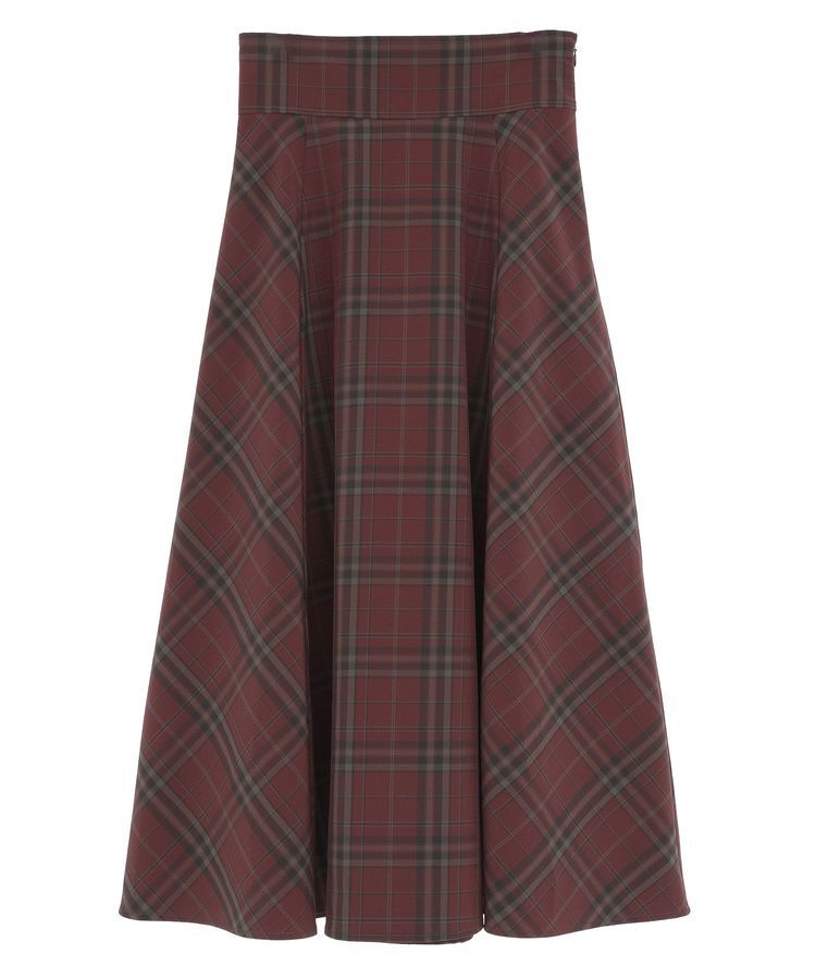 earth music&ecology「バックレースアップチェックスカート」|フレア|