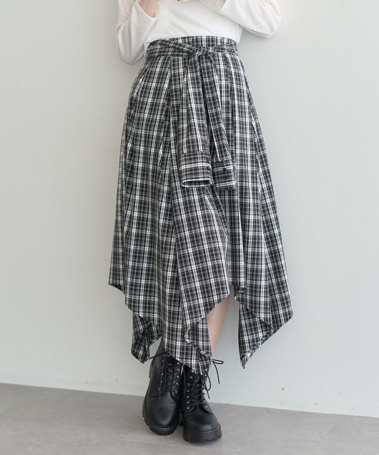 earth music&ecology「イレヘムチェックシャツスカート」|フレア|