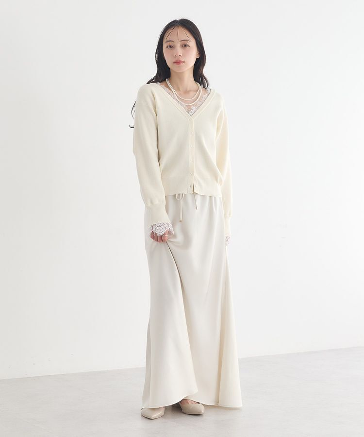 earth music&ecology「サテンフリルマーメイドスカート」|フレア|