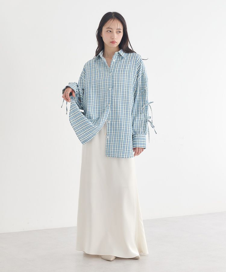 earth music&ecology「サテンフリルマーメイドスカート」|フレア|