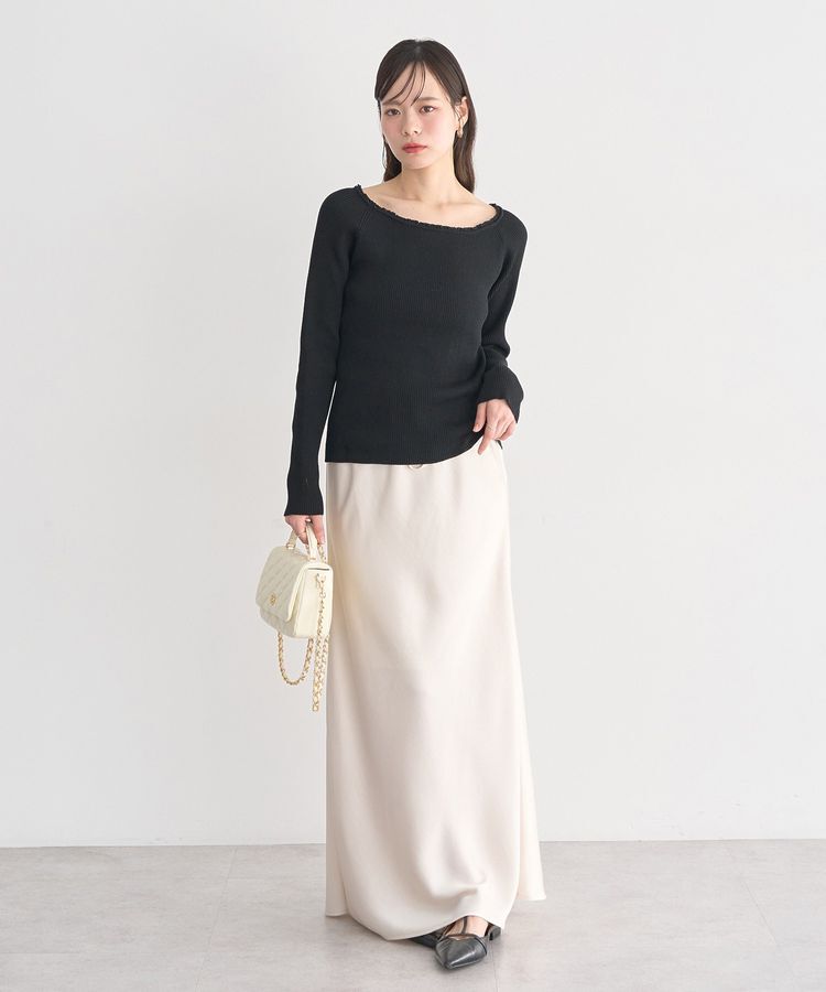 earth music&ecology「サテンフリルマーメイドスカート」|フレア|