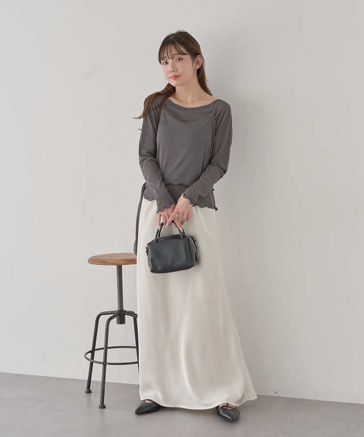 earth music&ecology「サテンフリルマーメイドスカート」|フレア|