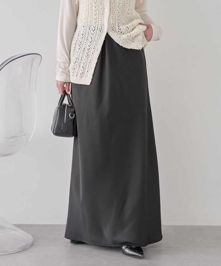 earth music&ecology「サテンフリルマーメイドスカート」|フレア|