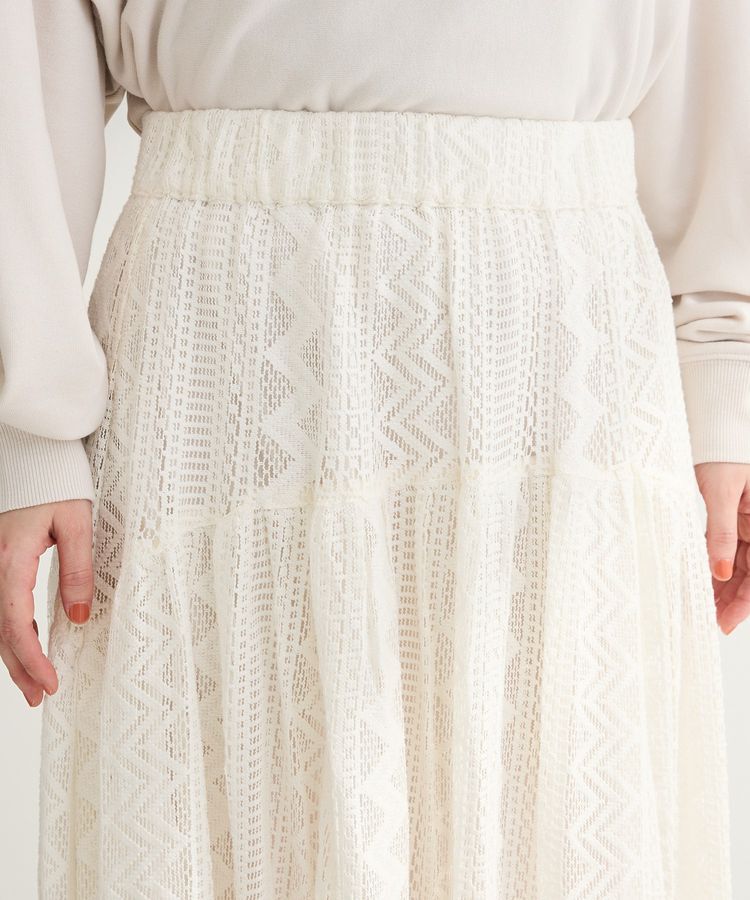 Green Parks「ラウンド切替インドコットンレーススカート」|フレア|
