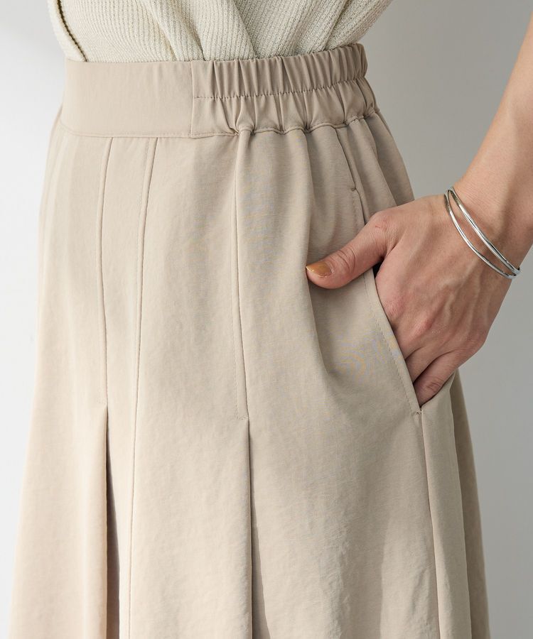 Green Parks「プリーツサテンフレアスカート」|フレア|