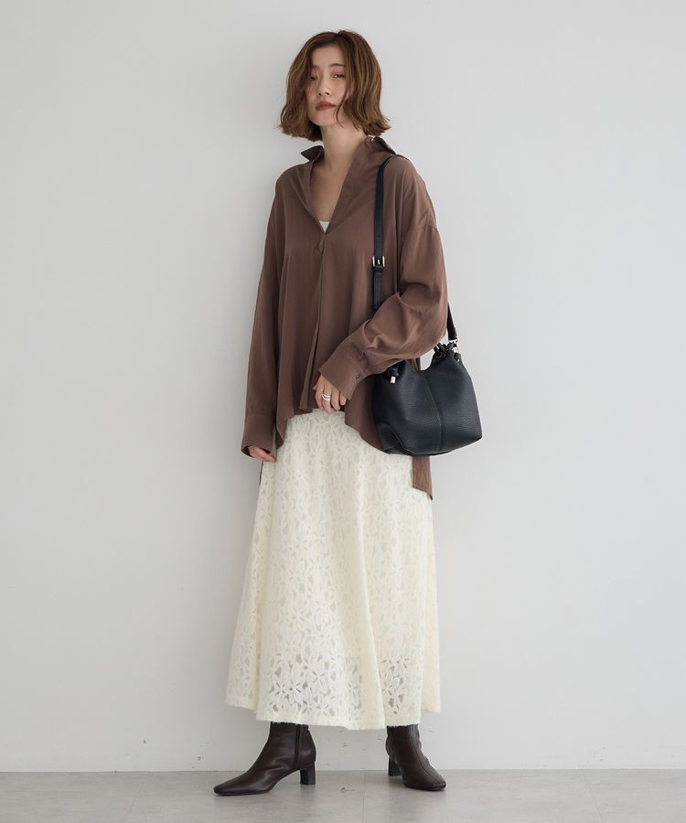 YECCA VECCA「フラワー起毛レースマーメイドスカート」|フレア|